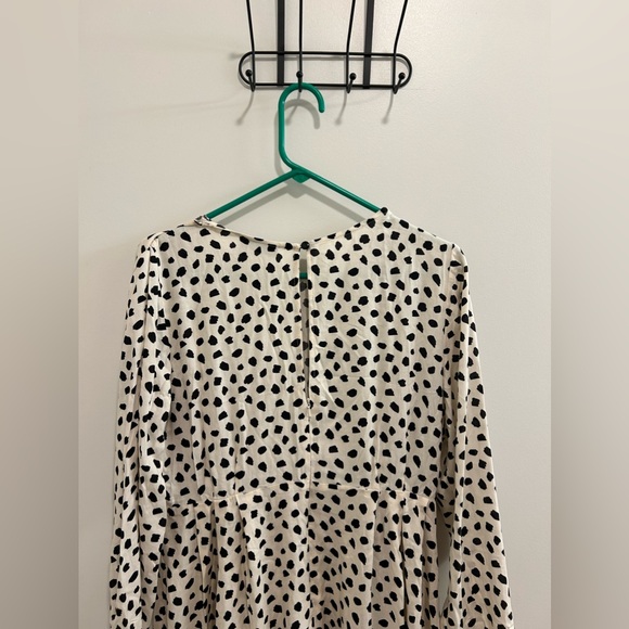NWT ASOS Cream and Black Polka Dot Long Sleeve Dress Tie in Front - Picture 9 of 11